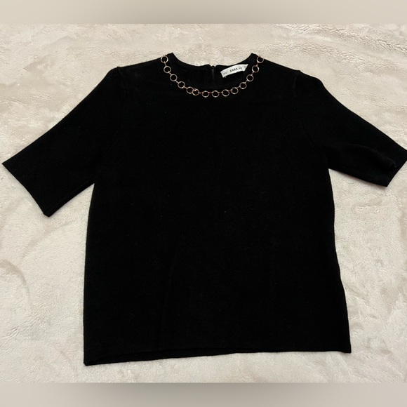 4/$20 - Zara knit tshirt black with gold chain women’s size small - Picture 6 of 10